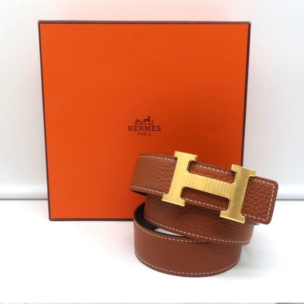 HERMES CONSTANCE 32MM REVERSIBLE LEATHER
BELT BLACK/BROWN SIZE 90
